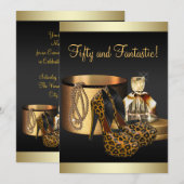 Hoge hiel schoenen Leopard Goud Vrouwen Verjaardag Kaart (Voorkant / Achterkant)