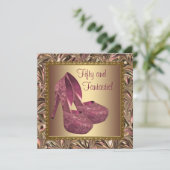 Hoge hiel-schoenen Vrouwen Roze goud 50e verjaarda Kaart (Staand voorkant)