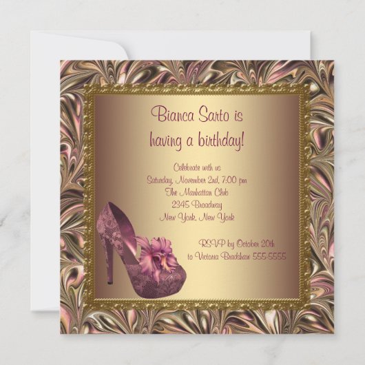 Hoge hiel-schoenen Vrouwen Roze goud 50e verjaarda Kaart (Achterkant)