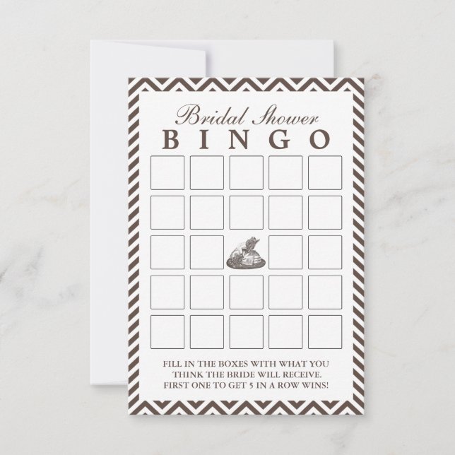 Hoge hoed dames chevron bruiloft bingo kaarten (Voorkant)