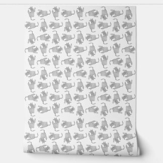 Hoge hoek uitzicht schetsmatig tekening kattenmoti behang