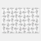 Hoge hoek uitzicht schetsmatig tekening kattenmoti inpakpapier vel (Voorkant)