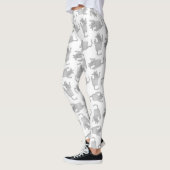 Hoge hoek uitzicht schetsmatig tekening kattenmoti leggings (Links)