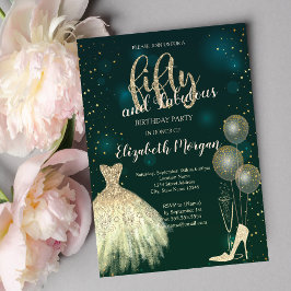 Hoge hoogte, Dress, Stars Green 50th Birthday Kaart