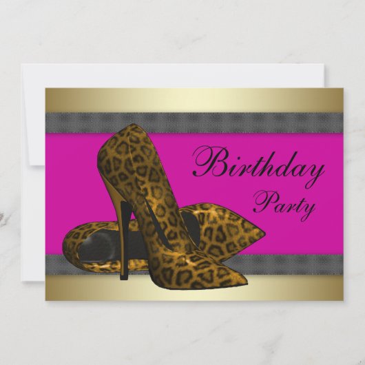 Hoge hoogte en Fuchsia Hot Pink Leopard Birthday Kaart (Voorkant)