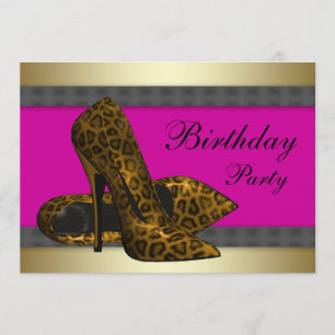 Hoge hoogte en Fuchsia Hot Pink Leopard Birthday Kaart