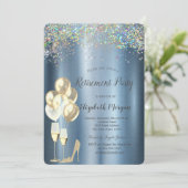 Hoge hoogte, kleurrijke Confetti Blue Retirement Kaart (Staand voorkant)