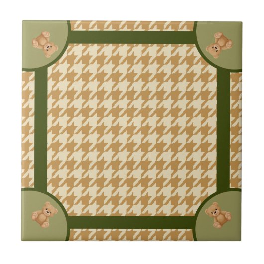 Hoge Houndstooth met Teddydbeer, Tegeltje (Voorkant)