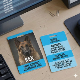 Hoge Impact Blauwe Detectiehond Foto ID Badge