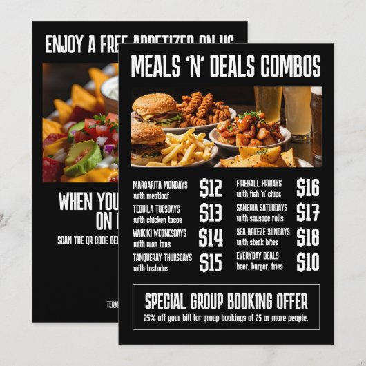 Hoge Impact Restaurant Eet- en Promotiemenu Menu (Voorkant / Achterkant)