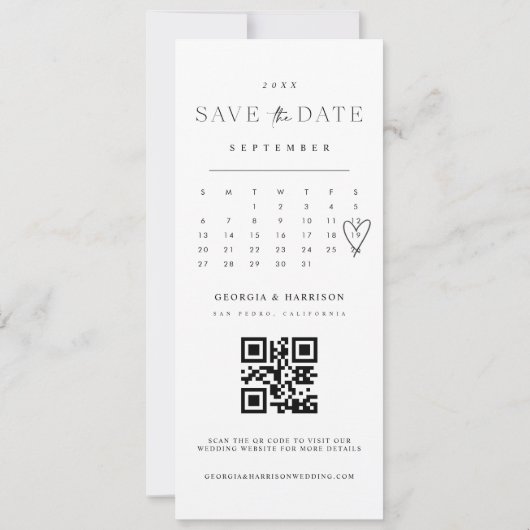 Hoge kalender save the date foto kaart (Achterkant)