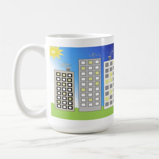 Hoge kantoorgebouwen koffiemok (Links)