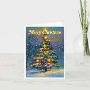 Hoge kerstboom met vrolijk kerstfeest  kaart