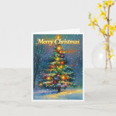 Hoge kerstboom met vrolijk kerstfeest kaart (Gele Bloem)