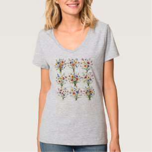 Hoge kwaliteit aquatische toon weideboeket zachte t-shirt