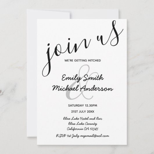 Hoge kwaliteit moderne zwarte witte trouwkaarten kaart (Voorkant)