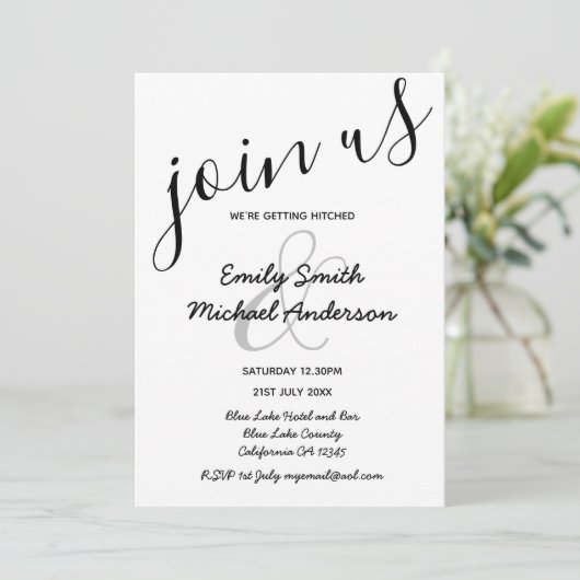 Hoge kwaliteit moderne zwarte witte trouwkaarten kaart (Staand voorkant)