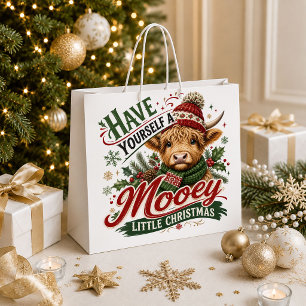 Hoge land koe rustieke kerstcadeautas groot cadeauzakje