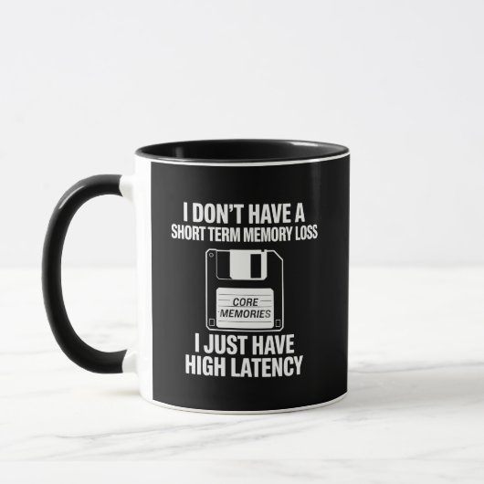 Hoge latentie retro tech computer humor mok (Links)