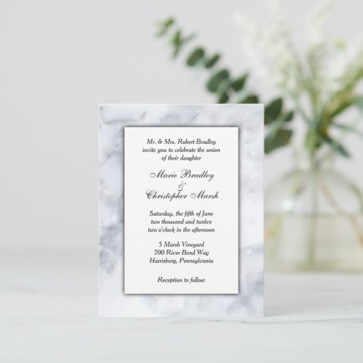Hoge Marmeren Klasse Trouw Uitnodiging (Staand voorkant)