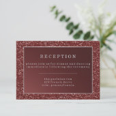 Hoge Marsala Glitter Look Trouwreceptie RSVP Kaartje (Staand voorkant)