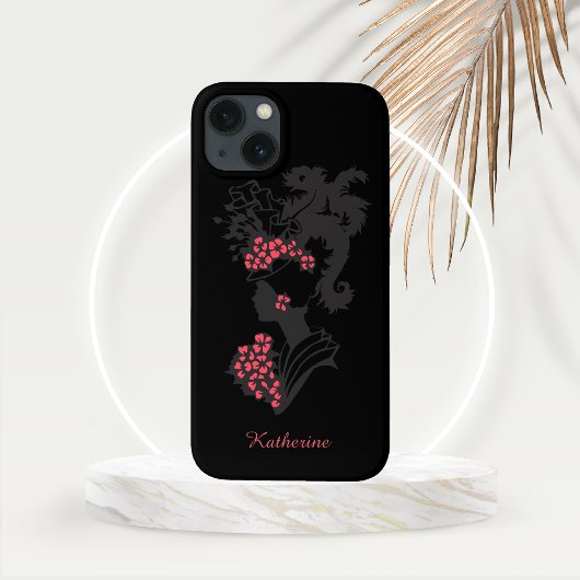 Hoge Mode Shadowed Woman met roze accenten Case-Mate iPhone Case