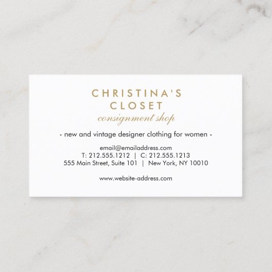 Hoge Mode zending, Boutique Visitekaartje (Achterkant)