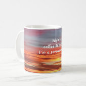 Hoge mok koffie en nicotine zonsopgang (Voorkant links)