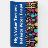 Hoge opkomst verslaat kiezersfraude 2026 spandoek (Verticaal)