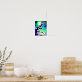 Hoge paarse bonsai en maan poster (Keuken)