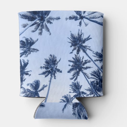 Hoge palmbomen, heldere blauwe lucht. blikjeskoeler (Achterkant)