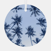 Hoge palmbomen, heldere blauwe lucht. glas ornament (Achterkant)