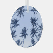 Hoge palmbomen, heldere blauwe lucht. glas ornament (Voorkant Rechts)