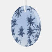 Hoge palmbomen, heldere blauwe lucht. glas ornament (Voorkant links)