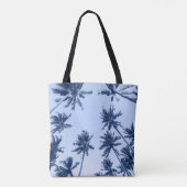 Hoge palmbomen, heldere blauwe lucht. tote bag (Achterkant)