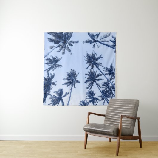 Hoge palmbomen, heldere blauwe lucht. wandkleed (In situ)