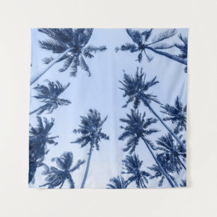 Hoge palmbomen, heldere blauwe lucht. wandkleed