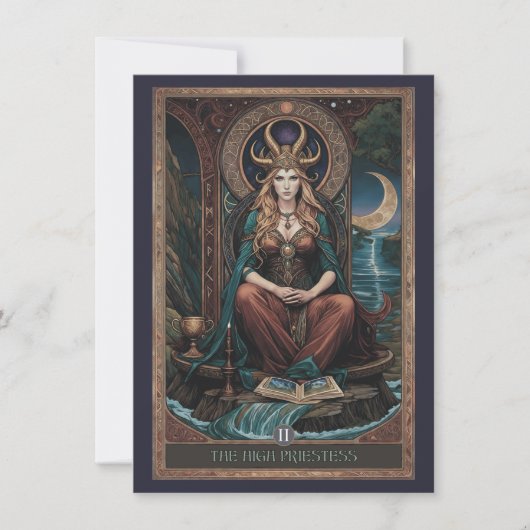 Hoge Priesteres Tarot Kunst Platte Bedankkaart (Voorkant)
