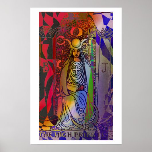 Hoge Priestess Tarot Kaart Psychedelic Poster (Voorkant)