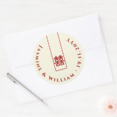 Hoge Rechthoek Dubbele Gelukzaligheid Chinese Brui Ronde Sticker (Envelop)