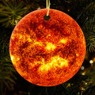 Hoge Resolutie Zon Zonnestelsel Kerstboom Keramisch Ornament