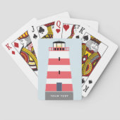 Hoge rode en witte vuurtoren gepersonaliseerd pokerkaarten (Achterkant)