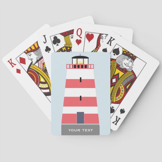 Hoge rode en witte vuurtoren gepersonaliseerd pokerkaarten (Achterkant)