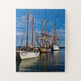 Hoge schepen in historische haven legpuzzel