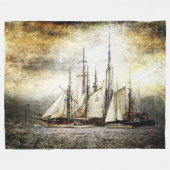 HOGE SCHEPEN OP (GESIMULEERD) PERKAMENT FLEECE DEKEN (Voorkant (Horizontaal))