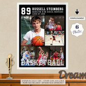 Hoge school basketbal seniorenavond foto collage poster