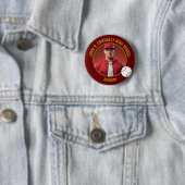 Hoge School Honkbalspeler Foto Maroon Goud Ronde Button 5,7 Cm (In situ)