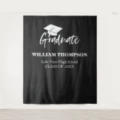 Hoge School Krijt Zwart Afstudeerfeest Achtergrond Wandkleed (Voorkant)