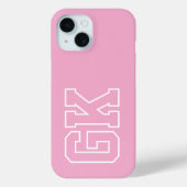 Hoge school Roze Witte Varsity Monogram Eerste let Case-Mate iPhone Case (Achterkant)