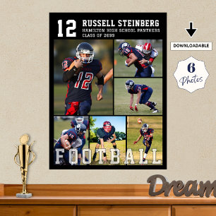 Hoge school voetbal senioren avond 6 foto collage poster